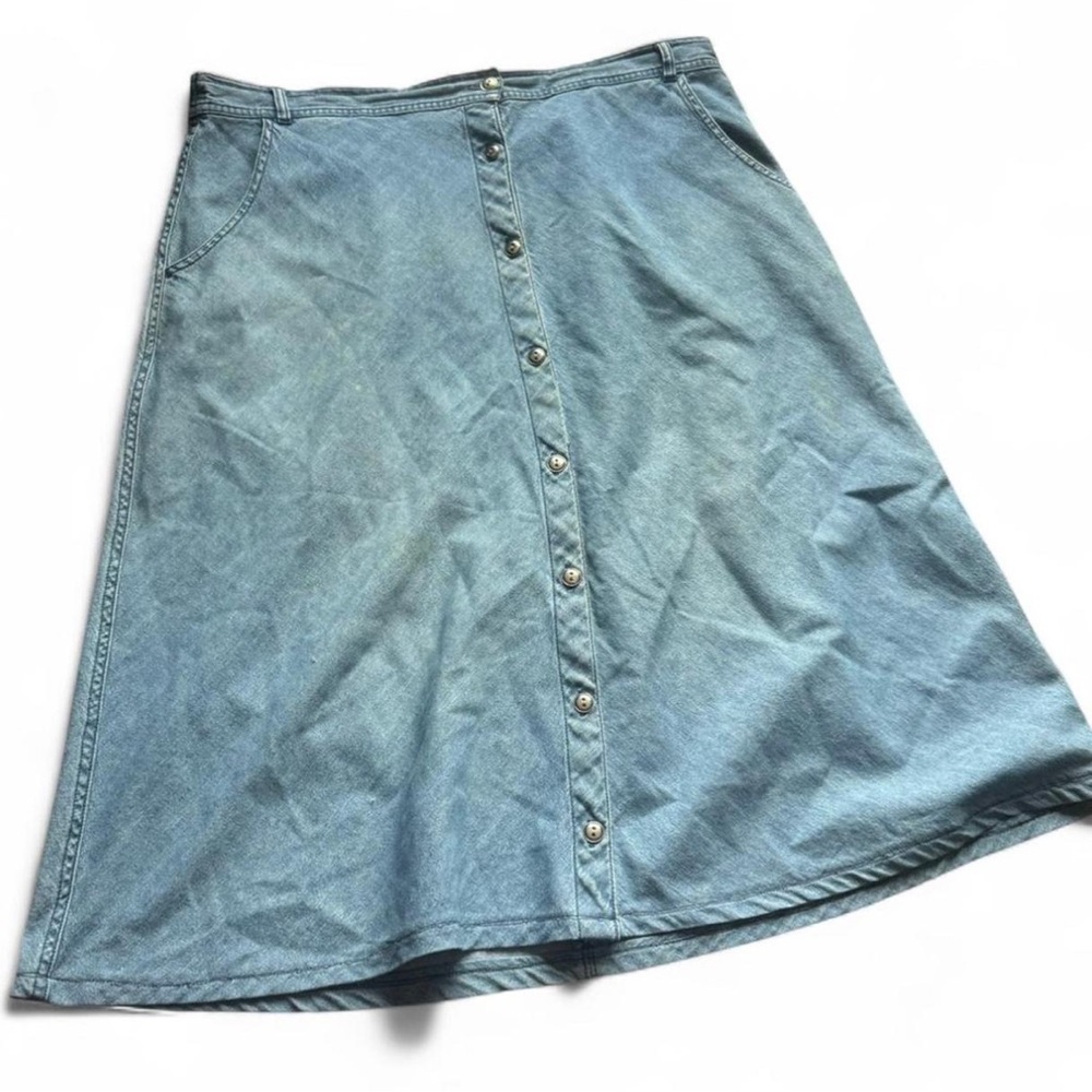 CLASSIC ELEMENTS | SZ 18 Vintage Women’s Denim Button-Front A-Line Skirt